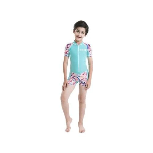 Neoprene Short Sleeves Kids Wetsuits Diving Suits for Boys/Girls Children Rash Guards One Pieces Surfing Swim Snorkel