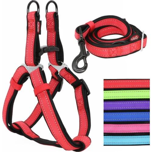Zichen Nylon Dog Harness Leash Set Reflective Durable Lead Dogs Leash for Harness Leash Daily Training Outdoor Large Medium S-XL