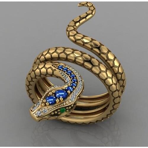 New Punk Coiled Snake Rings for Women Multicolor CZ Stones Dance Party Finger Ring Special Girl Gifts Personality Jewelry Rings