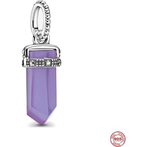 New Original Silver Color Purple Pendant Diy Bead Fit European Pandora Charms Bracelet Bangles Diy Jewelry P726
