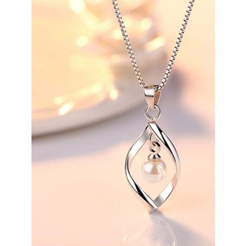 New Pearl Drop Jewelry for Women Exquisite Silver Plated Twisted Necklace Pendant Without Chain Hollow Polish s Accessories