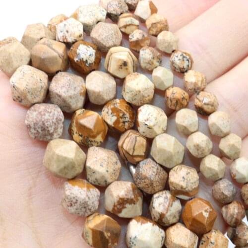 Wholesale Natural Stone Faceted Picture Jaspers Loose Spacer Beads For Jewelry Making DIY Bracelet Necklace Accessories 6/8/10mm