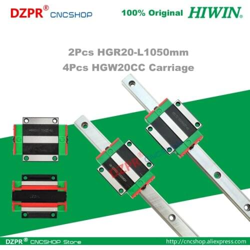 Original HIWIN HGR20 Linear Guide 1050mm 41.34in Rail HGW20CC Carriage Slide for CNC Router Engraving Woodwork Laser Machine