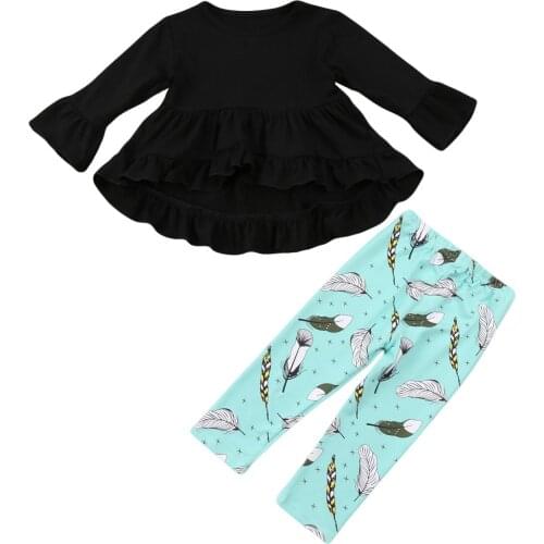 2017 Autumn Kids Baby Girls Clothes Tops Long Sleeve T-shirt +Pants Leggings 2pcs Outfits Set Age 2-6Y