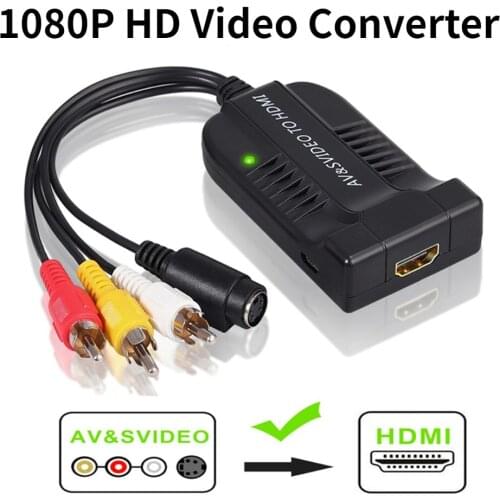 RCA S-Video to HDMI Video Adaptor Converter With USB Cable For HDTV DVD S-Video to HDMI Cable RCA/AV to HDMI