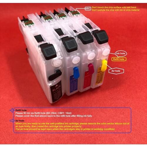 YOTAT Refillable ink cartridge LC123 for Brother MFC-J4410DW MFC-J4510DW MFC-J4610DW MFC-J4710DW MFC-J470DW MFC-J6920DW