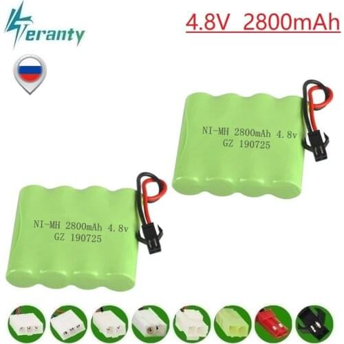 2800mah 4.8v Rechargeable Battery For Rc toys Cars Tanks Robots Gun NiMH Battery AA 4.8v 2400mah Batteries Pack For Rc Boat 2PCS