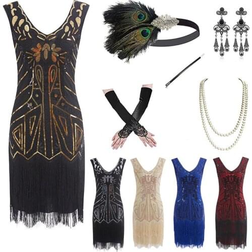 New 1920s Vintage Flapper Great Gatsby Party Dress Shiny Sequin Full Fringe Retro Latin Clothes Modern Dance Costumes DQL4967