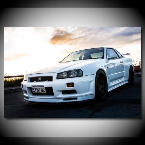 Nissan Skyline GTR White Car Posters Canvas Printed Wall Art For Home Decor Living Room Decorations