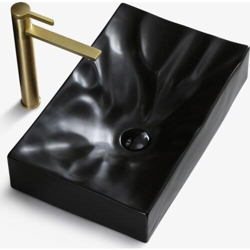Line type Nordic Simple Washbasin Ceramic Bathroom Sinks Black And White Bathroom Sink Glass Vessel Bathroom Sink Shampoo Basin