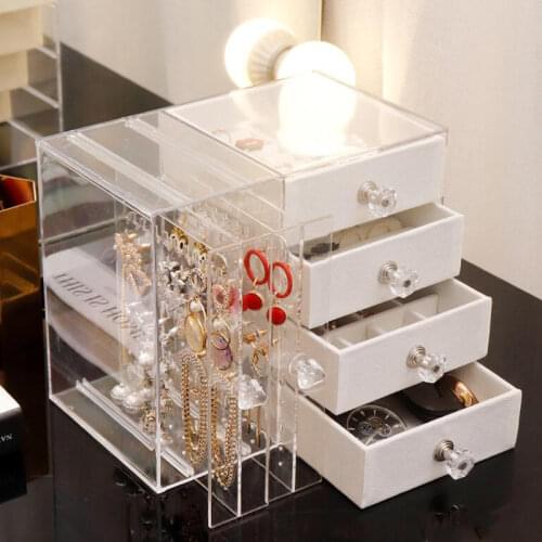Transparent Jewelry Organizer Box Earring Necklace Hanger Jewelry Storage Dispaly Shelf Showcase Rack Ring Bracelet Storage Tray