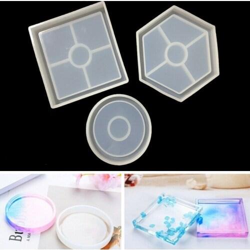 Transparent Polygon Silicone Molds Epoxy Resin Casting Molds DIY Coasters Penholder Mould Teacup Pad Crystal Drop Glue Mold Tool
