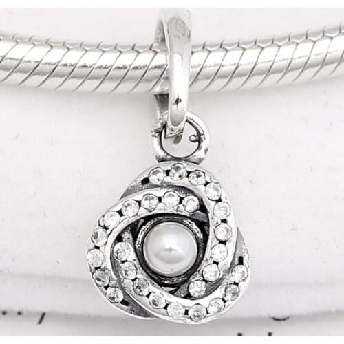 Original Luminous Love Knot With Crystal Necklace Pendant Beads Fit 925 Sterling Silver Bead Charm Bracelet DIY Jewelry