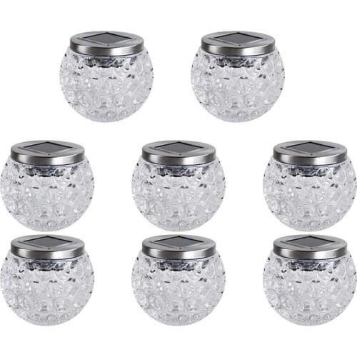 8Pcs Powered Blue Mosaic Solar Lights, White Lights GOLBE Garden Table Lamp Patio Decking Feature For Outdoor Garden