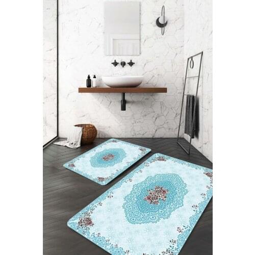 Blue Frame Floral Bath Mat