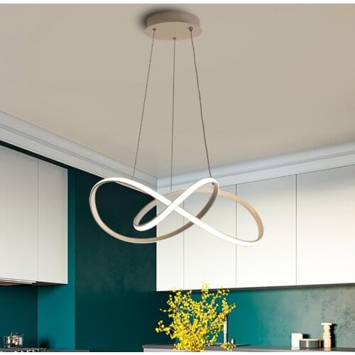 Nordic Modern LED Chandelier Minimalist Black Coffee Long Pendant Lamp For Dining Room Shop Bar Office Decoration Hanging Light