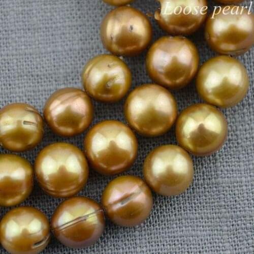 Unique Pearls jewellery Store Round Potato 7.5-8.5mm Brown Freshwater Pearl Loose Beads One Full Strand YLC1-35