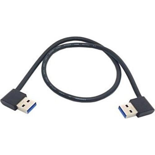 USB 3.0 Type A Male 90 Degree Left Angled to Right Angled Extension Cable Straight Connection 0.5M 1.5FT