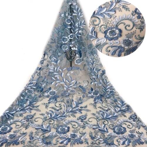 High-quality large flower position, exquisite multi-color embroidery, French tulle lace, suitable for fashionable ladies party