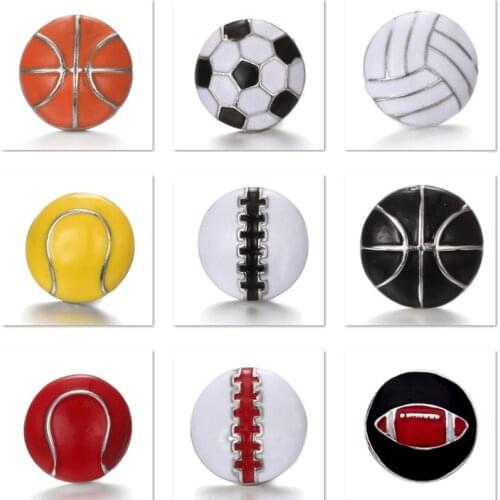 XH8021 18mm Enamel softball Football Baseball Volleyball Basketball Soccer Metal Snap button fit snap jewelry DIY