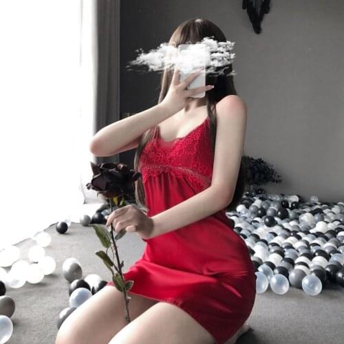 Women Erotic Sleepwear Homewear Seductive Nightgown Sexy Summer Spaghetti Strap Dress Exotic Lingeries Lace Clubwear