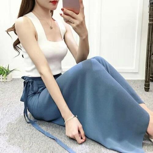 2020 Women Sexy Party Long Skirt Summer Female Beach Elegant Chiffon Up Ankle-Length Red Midi Skirts Casual Streetwear WF300