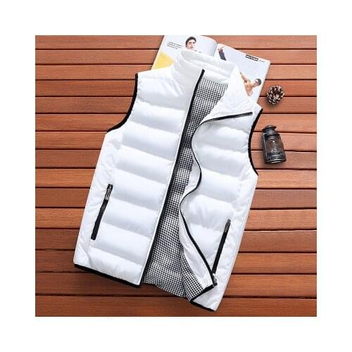 2020 White Thick Vest Jacket Mens Warm Sleeveless Coat Male Autumn Winter Casual Waistcoat for Men Outwear Plus Size Vests Brown