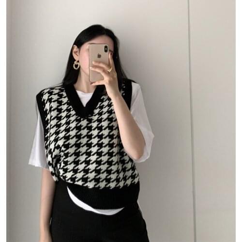 New leopard vest knitted female Vintage Oversize Spring Autumn Women Vest Wool Sweater Vests Poullovers Sleeveless Female Vest