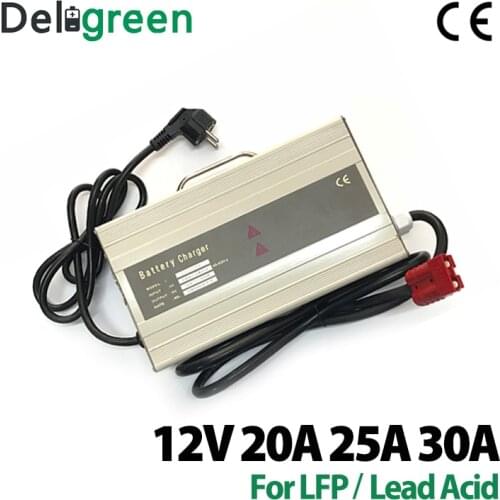 12V 20A 25A 30A Deligreen Charger for 4S LiFePO4 Lithium ion and Lead Acid Battery packs 18650 DIY Pack