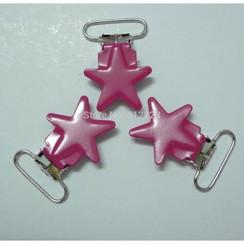25pcs 1'' 25mm #MD8 Hot Pink Enamel Star Shape Suspender Clips