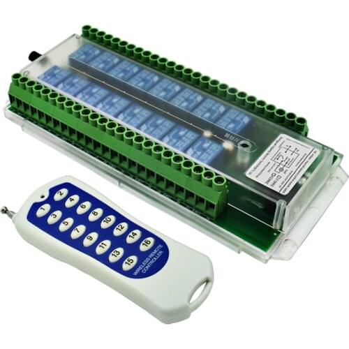 433MHZ RF Remote Control 16 Channel Wireless Switch For Light PCB Control Board with 12V Relays 16CH 12V/24V/36V/48V Relay Board