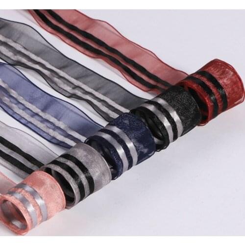 5 yards/lots Double Striped Chiffon Polyester Ribbon for DIY Craft Hair Bow Gift Packaging Clothing Accessories