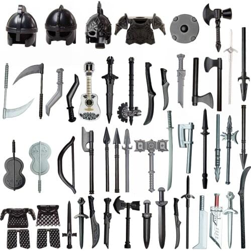 51Pcs Custom Medieval Ancient Rome Egypt Building Block Figure Weapon Helmet Armor Kit (Compatible With Small Particle Blocks )