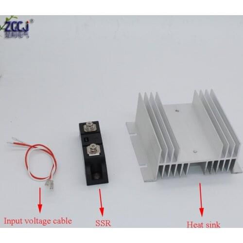 60A Industrial solide state relay with heat sink 2 connection cable and radiator industrial SSR DC-AC SSR dc control ac in stock