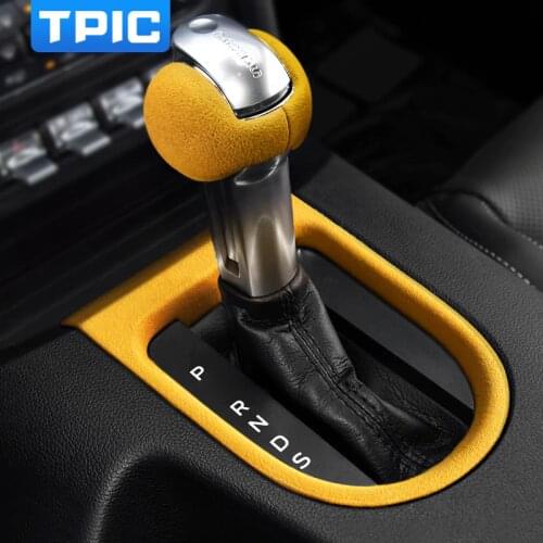 TPIC Alcantara For Ford Mustang 2015-2020 Accessories Car Gear Shift Knob Lower Cover Sticker Interior Protective Sleeve Panel