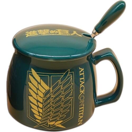 Anime Shingeki no Kyojin Attack on Titan Jiyuu no Tsubasa Water Coffee Tea Milk Mug Cup Gold Stamping Ceramic Cosplay Cup 350ml