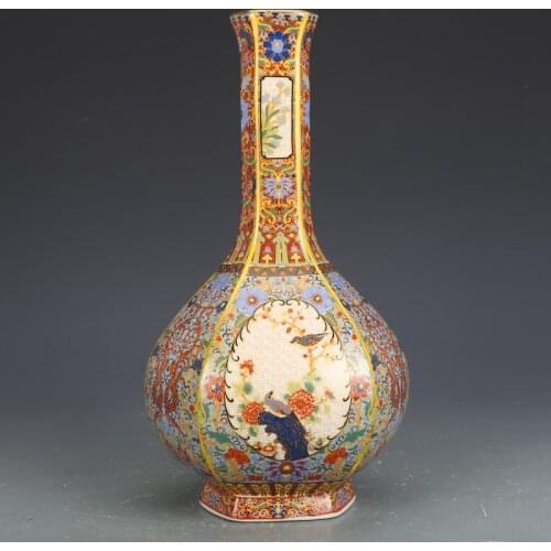 Antique Porcelains Of Yongzheng Official Kiln VaseLiving Room Ornaments Jingdezhen Ceramic Vase Enamel Pastel Vase
