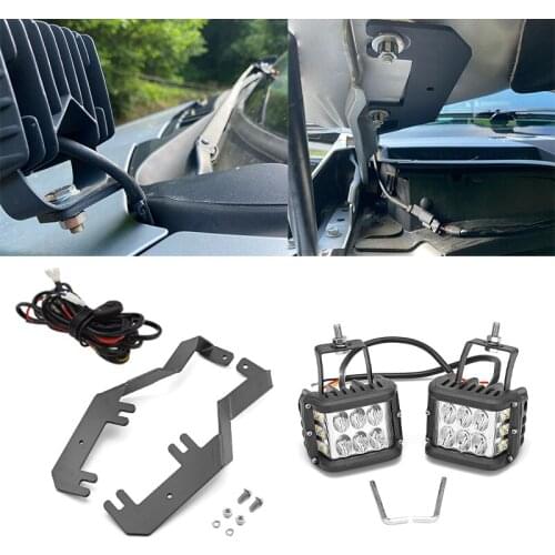 Car Lighting Accessories Fit 2017-2021 Ford F250/F350/F450/F550 Super Duty 60W Wide Shot White & Amber LED Light Pod Mount Kit