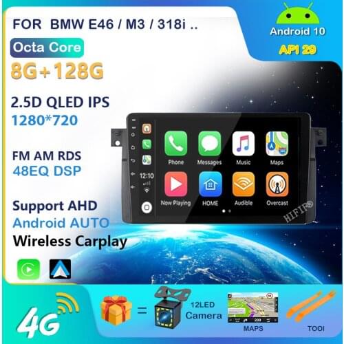 CARPLAY Android 10 Auto Car Stereo for BMW E46 M3 318/320/325/330/335 Car GPS Navigation Radio Multimedia NO DIN BT WIFI
