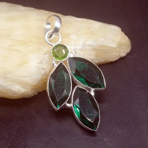 Gemstonefactory Jewelry Big Promotion 925 Silver Amazing Fashion Green Topaz Hot Sale Women Ladies Gifts Necklace Pendant 1169