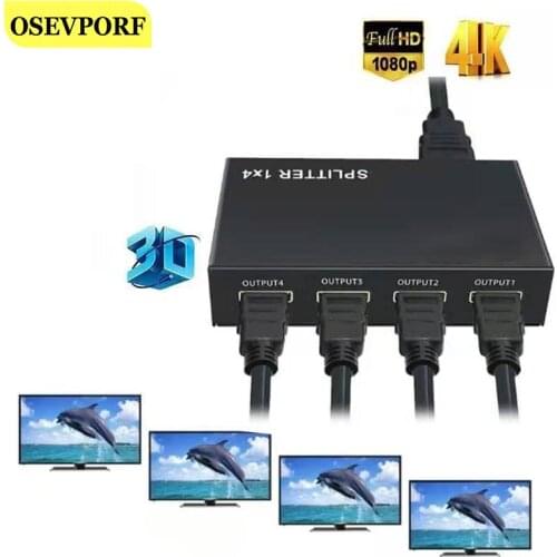 HDMI-compatible 2.0 Splitter 1 in 4 Out Full HD 4-Port Hub Repeater Amplifier Converter For HDCP 4K Dual Display HDTV DVD PS 4 3