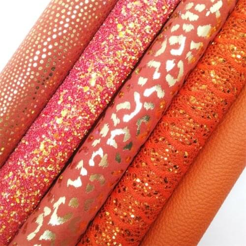 ORANGE Chunky Glitter Canvas Sheet, 8"x11" Glitter Sheets, Faux Leather Sheet, Chunky Glitter Hair Bow & Earring Fabric XM051