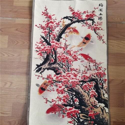 Chinese Tibetan Embroidery Thangka Flowers and birds Paintings