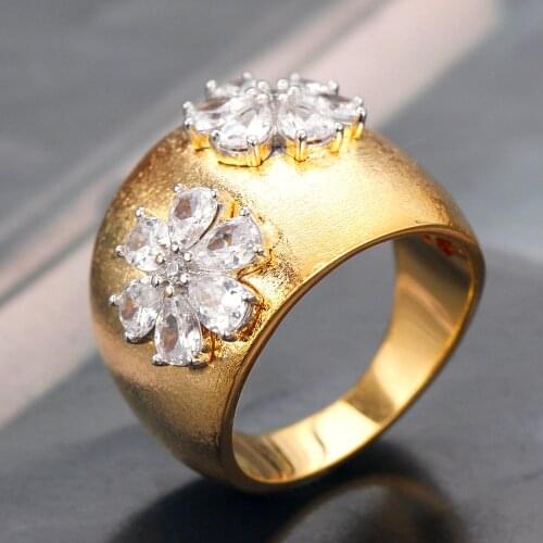 Luxury Big Africa Retro Finger Ring Fashion Vintage Cubic Zirconia Stackable Chic Rings for Women Jewelry Accessories