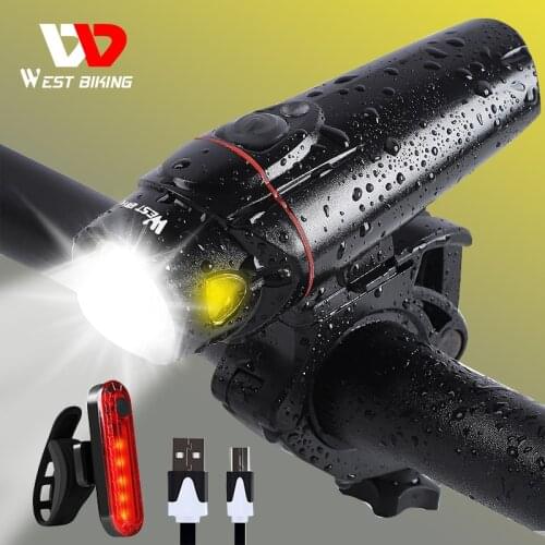 WEST BIKING Pro Bike Light Set Smart Sensor Headlight Taillight USB Rechargeable Waterproof MTB Road Bicycle Front Rear Lamp