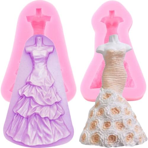 Beautiful Wedding Dress Silicone Mold Fondant Skirt Cake Decorating Tools Candy Chocolate Gumpaste Moulds Kitchen Baking Mould