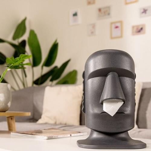 Creative Tissue Box Easter Island Shape Decoration Tissue Storage Box Drawing Stone Personalized Household Tissue Box