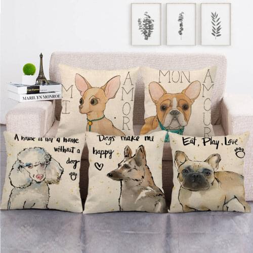 45cm*45cm drawing pet dog pattern linen/cotton throw pillow covers couch cushion cover home decor pillow