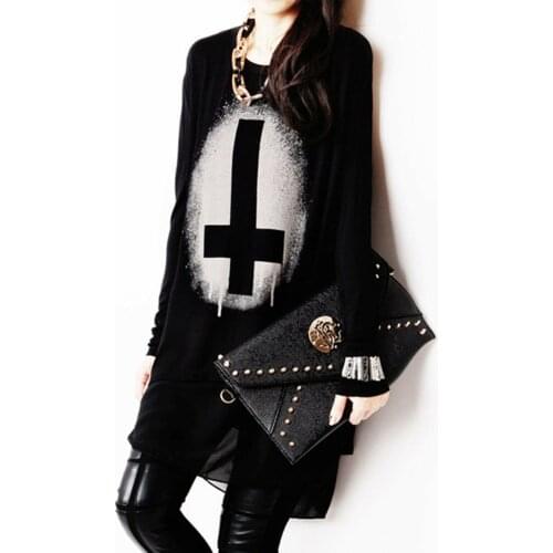 Fashion Women Loose Gothic Punk Long Sleeve Sweatshirt Casual Elegant Comfortable Simple Hooded Pullover Top Halloween Shirt