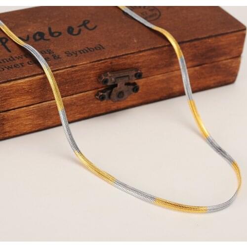 Bangrui two Tone Gold color Chain For Men Jewelry 4MM Choker Curb Cuban Link Necklace Men/women Gift